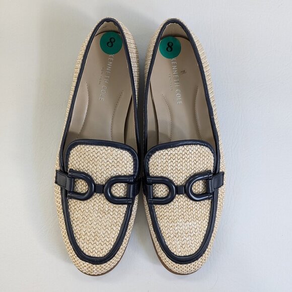 Kenneth Cole Ney York Women's Lariska Raffia Loafer Size 8 Natural Navy - Picture 8 of 9